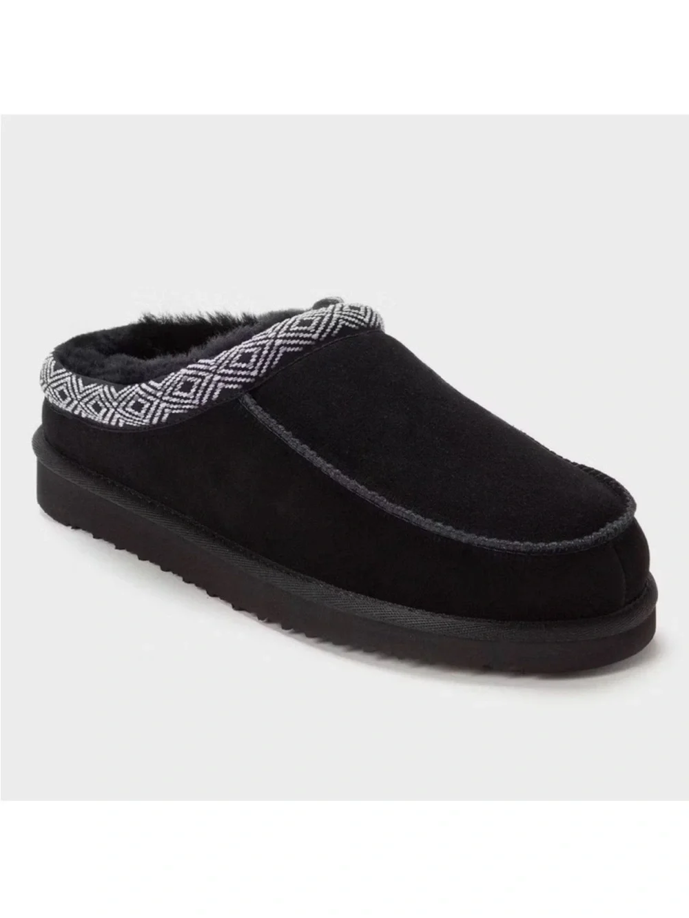 Dluxe by  dearform Black Suede-Look Slip-On Fleece Lined Slippers